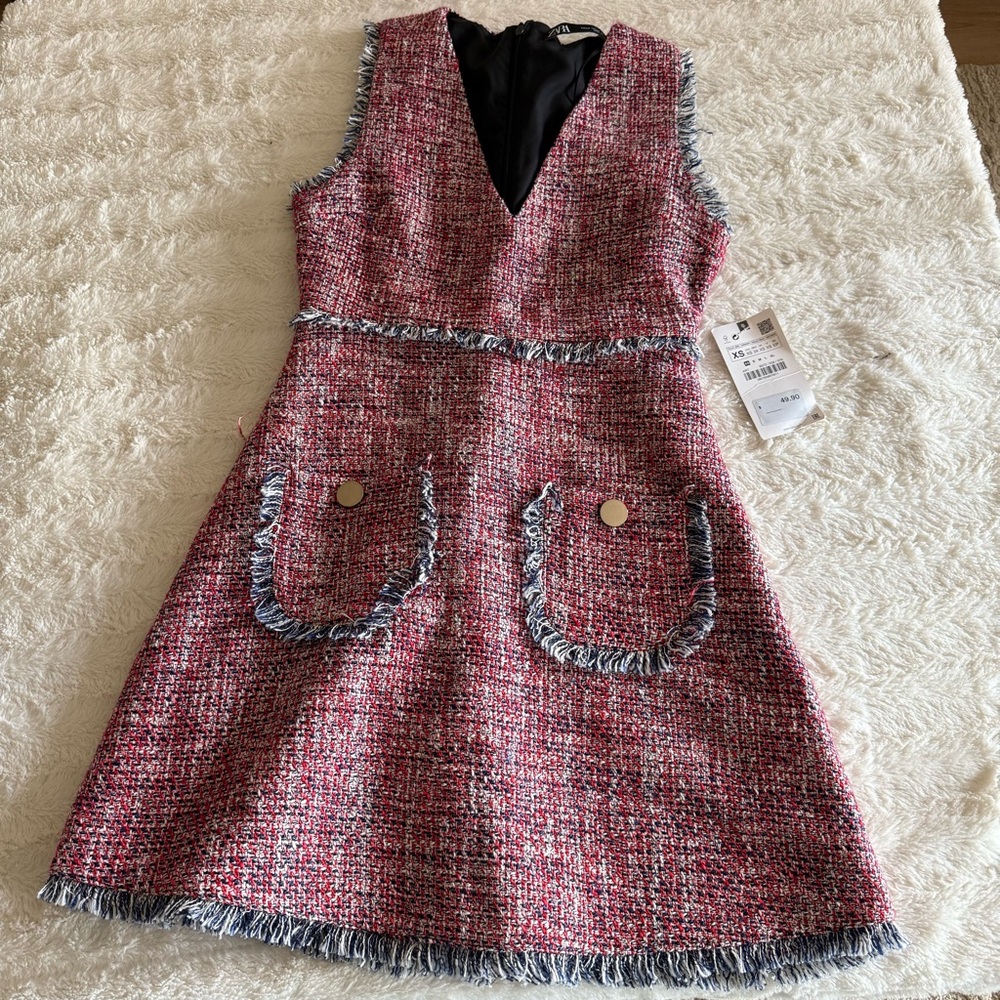 NWT Zara Tweed Mini Dress - Picture 3 of 9